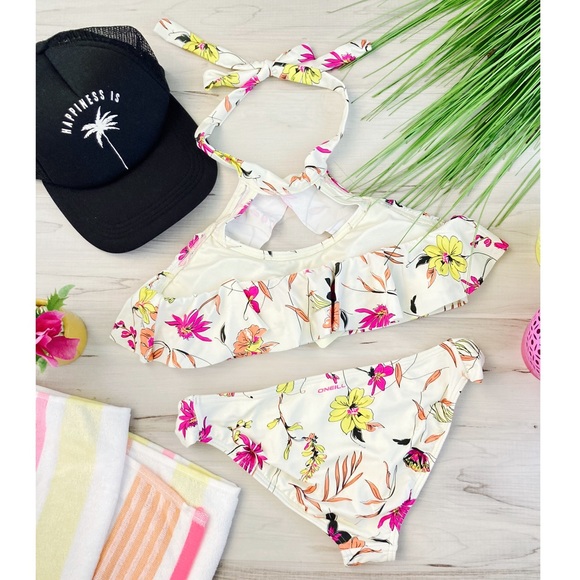 O’Neill 🌸 Floral Ruffle Rio High Neck Bikini Set 👙🏝️🐠 - Picture 4 of 6